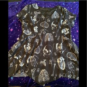 Goth punk emo skull bones mini dress